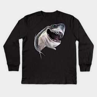 Smiling Shark Selfie Kids Long Sleeve T-Shirt